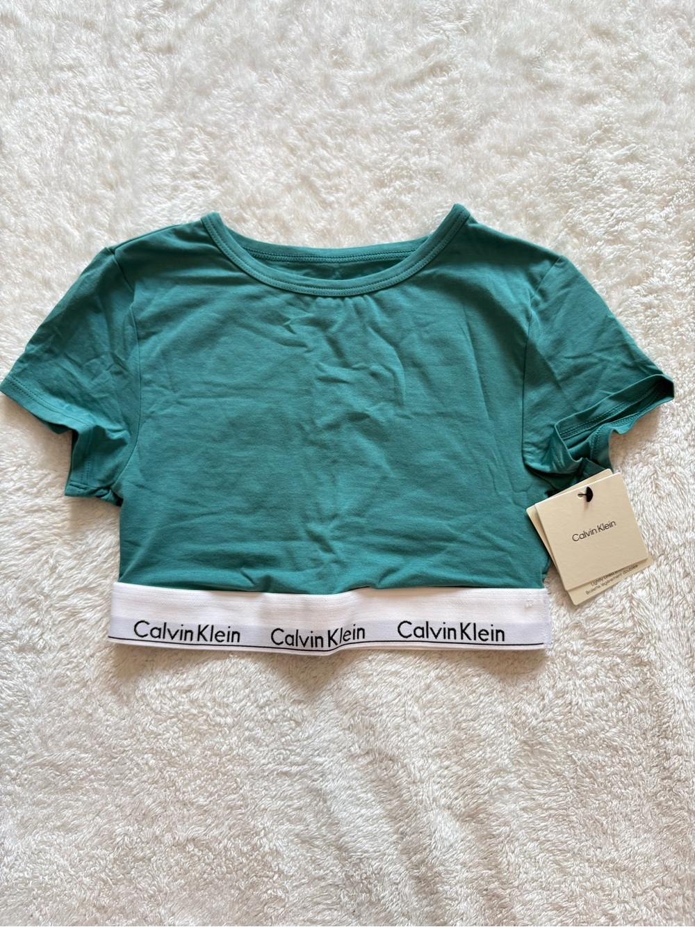 Calvin Klein Teal Scoop Neck Logo Tee
